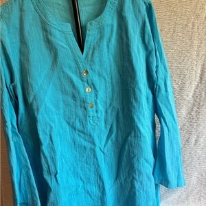 John Mark Teal Blue Long Sleeve Tunic